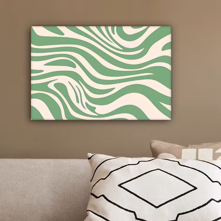 Zebrapatroon - Groen - Retro canvas 2cm klein -sfeer3