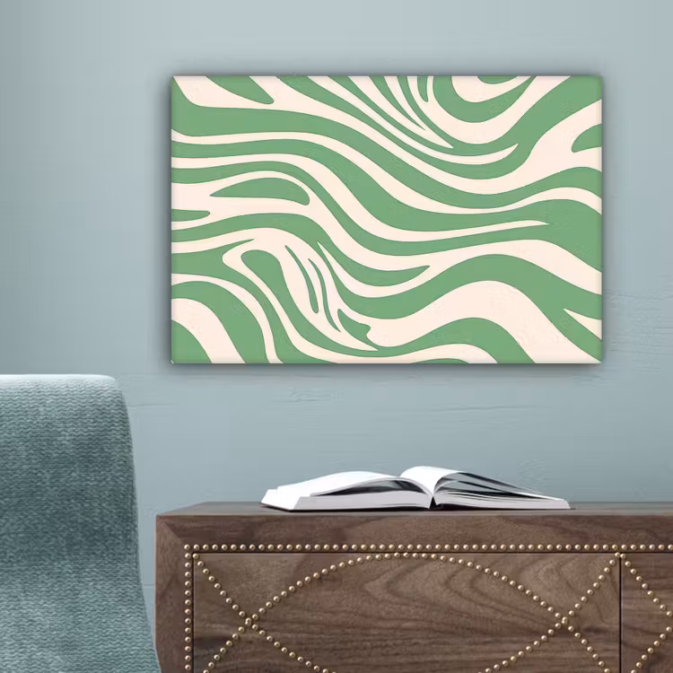 Zebrapatroon - Groen - Retro canvas 2cm klein -sfeer4