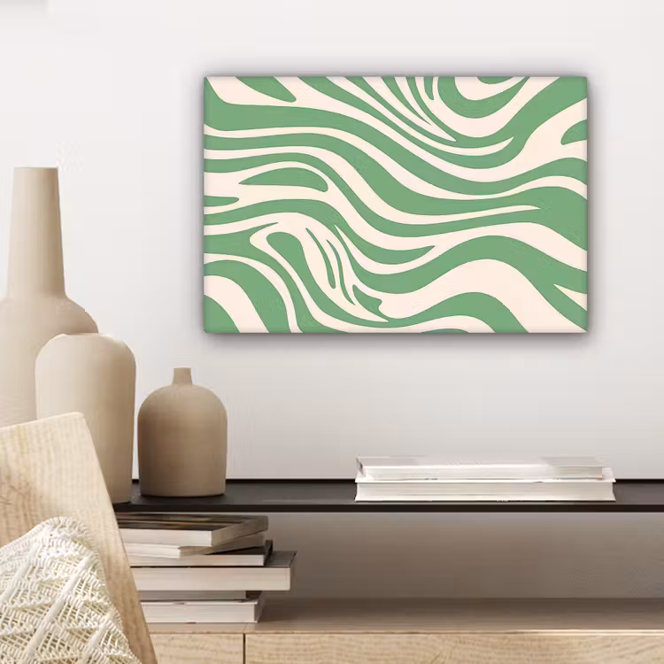 Zebrapatroon - Groen - Retro canvas 2cm klein -sfeer6