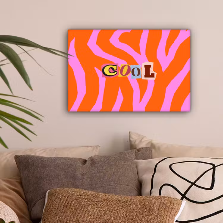 Zebraprint - Grafisch - COOL - Oranje canvas 2cm klein -sfeer1