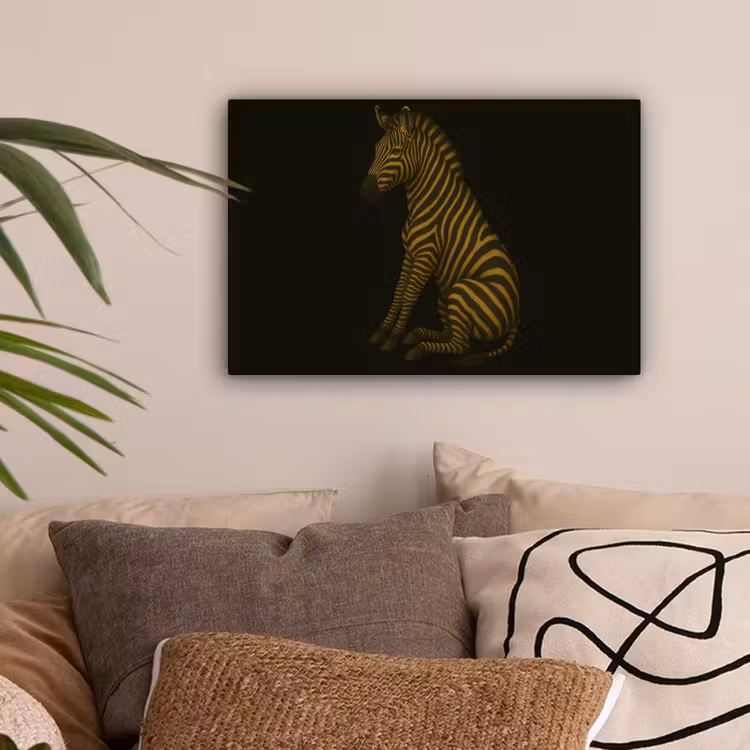 Zebra - Strepen - Goud canvas 2cm klein -sfeer1