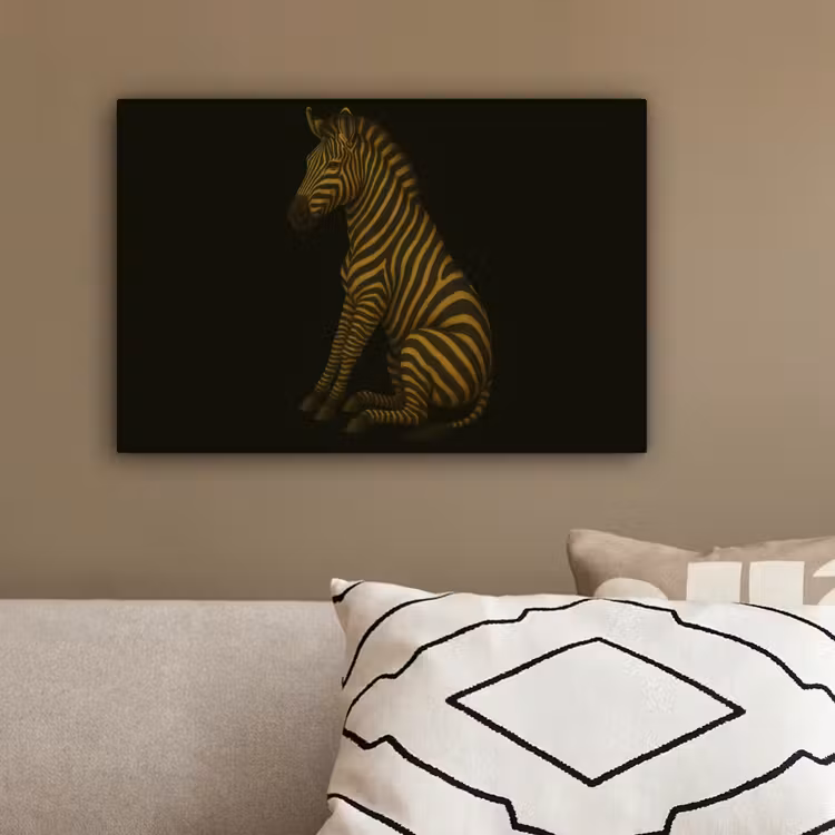 Zebra - Strepen - Goud canvas 2cm klein -sfeer3