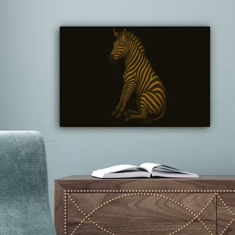 Zebra - Strepen - Goud canvas 2cm klein -sfeer4