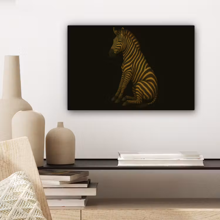 Zebra - Strepen - Goud canvas 2cm klein -sfeer6