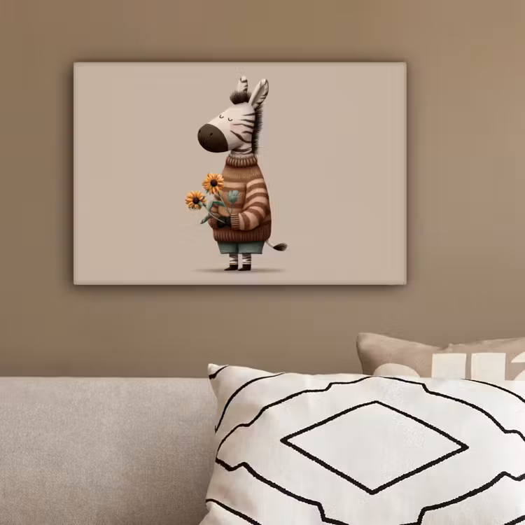 Zebra - Zonnebloemen - Warm canvas 2cm klein -sfeer3