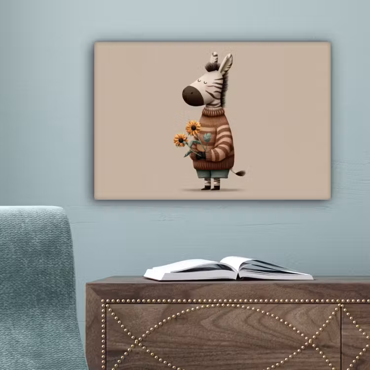 Zebra - Zonnebloemen - Warm canvas 2cm klein -sfeer4