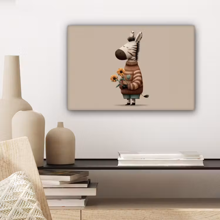 Zebra - Zonnebloemen - Warm canvas 2cm klein -sfeer6