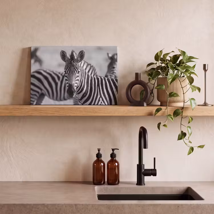 Zebra's - Zwart - Wit canvas 2cm klein -sfeer3