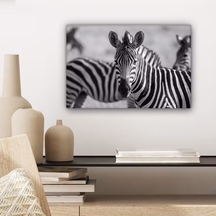 Zebra's - Zwart - Wit canvas 2cm klein -sfeer6
