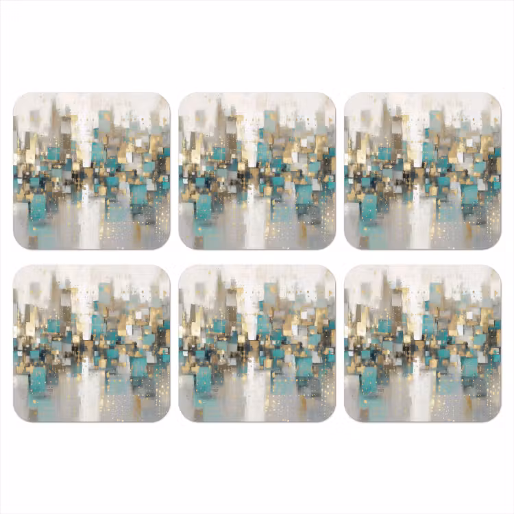 Abstract - Blokken - Goud - Skyline onderzetter kurk middel -3d