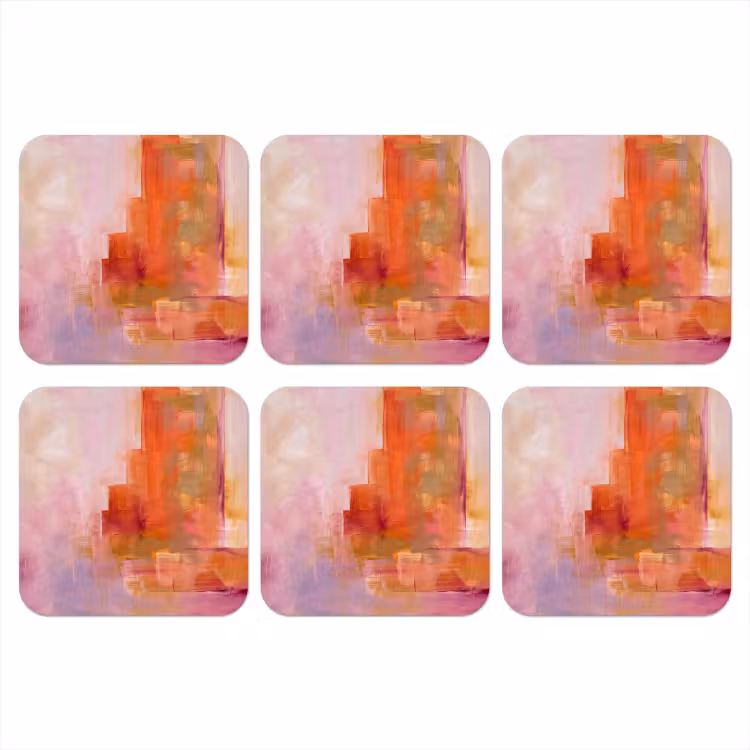 Abstract - Borstelstreken - Kunst - Paars - Goud onderzetter kurk middel -3d