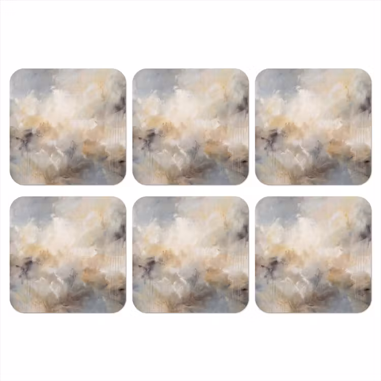 Abstract - Wolken - Sfeervol - Beige - Grijs onderzetter kurk middel -3d