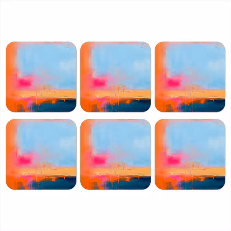 Abstract - Kleurvlakken - Modern - Oranje - Blauw onderzetter kurk middel -3d