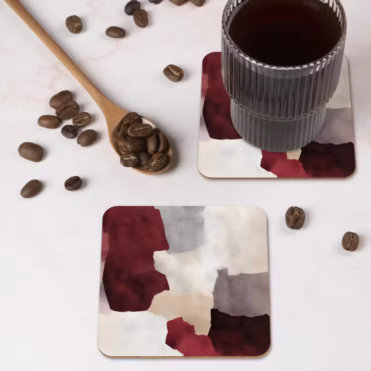 Abstract - Kleurbakken - Rood onderzetter kurk middel -sfeer2