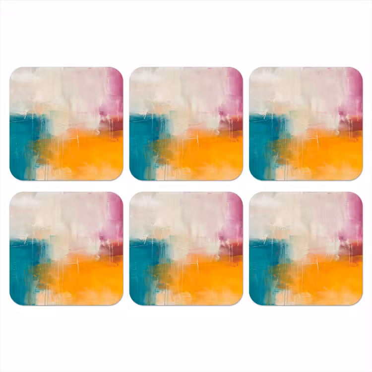 Abstract - Kleurrijk - Modern - Kunst - Oranje onderzetter kurk middel -3d
