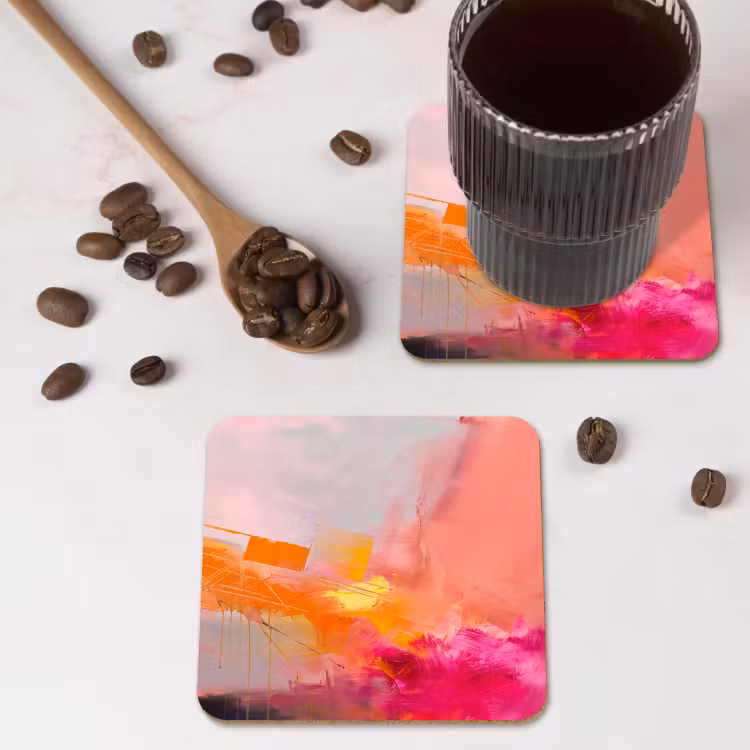 Abstract - Kleurrijk - Modern - Roze onderzetter kurk middel -sfeer2