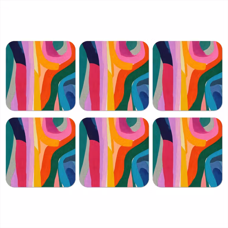Abstract - Kleurrijk - Golven - Lijnen onderzetter kurk middel -3d