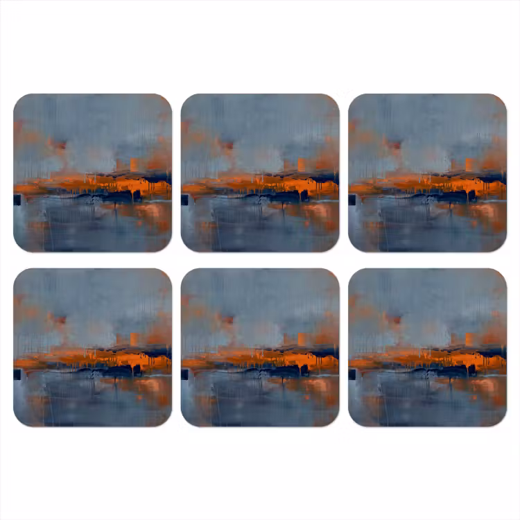 Abstract - Kleuren - Modern - Oranje - Grijs onderzetter kurk middel -3d