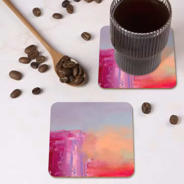 Abstract - Kleuren - Modern - Roze onderzetter kurk middel -sfeer2