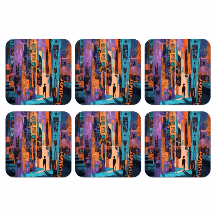 Abstract - Figuren - Kleurrijk onderzetter kurk middel -3d