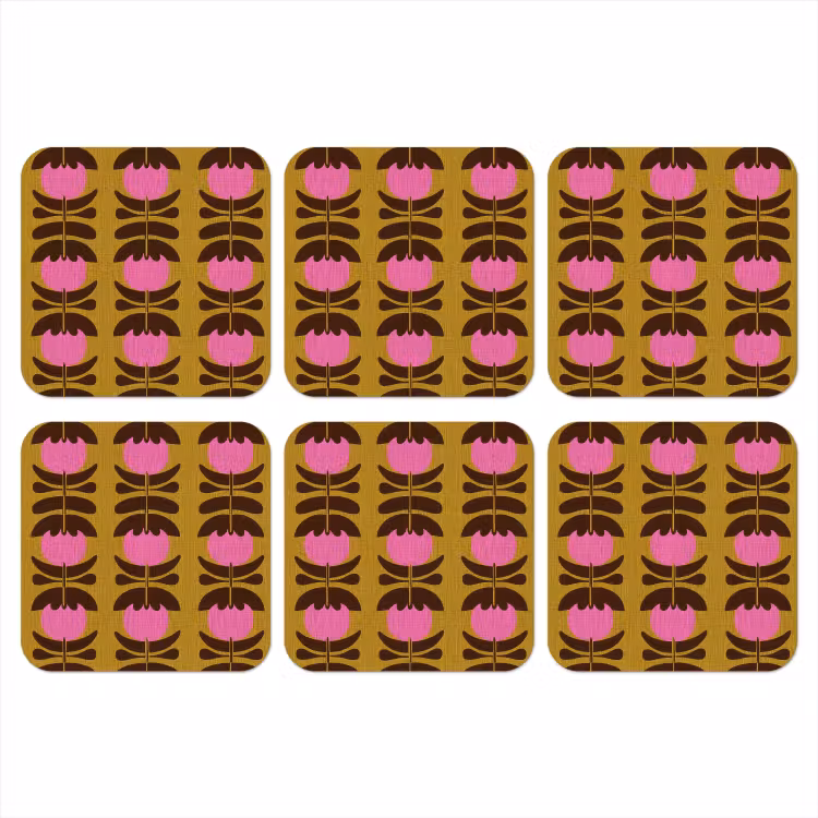 Abstract - Bloemen - Roze onderzetter kurk middel 366 -3d