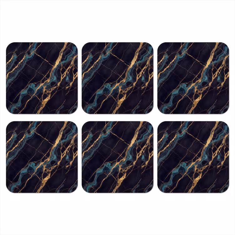 Abstract - Gouden lijnen - Kunst - Modern - Zwart onderzetter kurk middel -3d