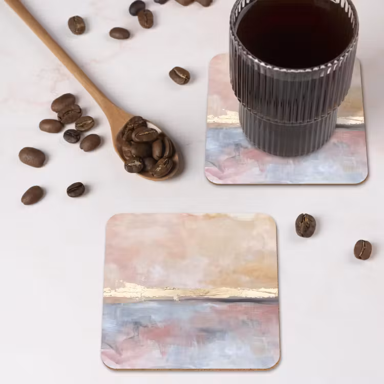 Abstract - Horizontaal - Kunst - Roze - Goud onderzetter kurk middel -sfeer2