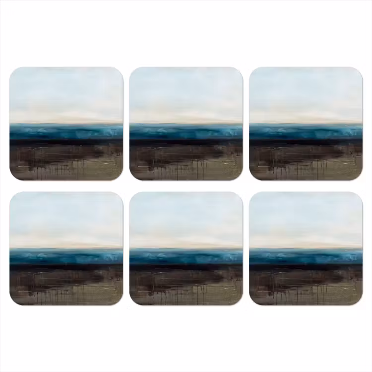 Abstract - Landschap - Horizon - Blauw - Modern onderzetter kurk middel -3d