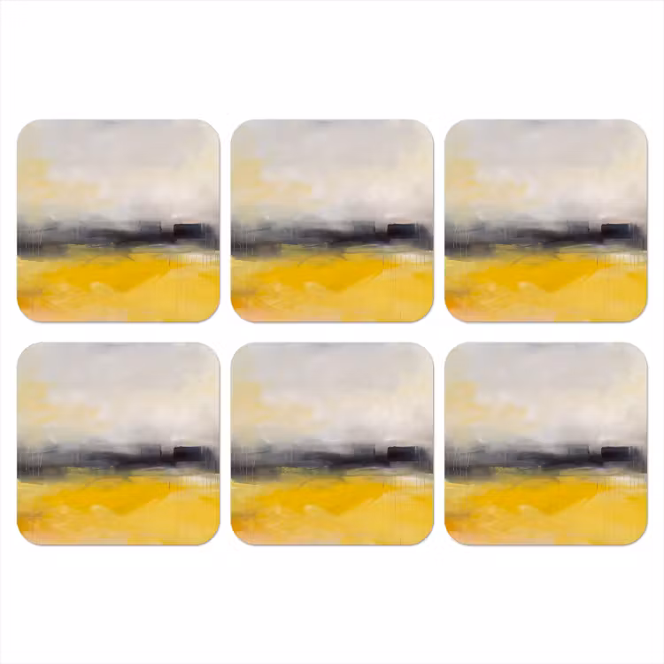 Abstract - Landschap - Modern - Geel onderzetter kurk middel -3d
