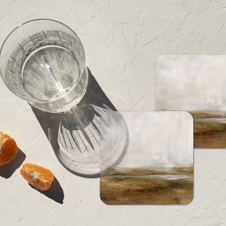 Abstract - Landschap - Natuur - Beige - Bruin onderzetter kurk middel -sfeer4