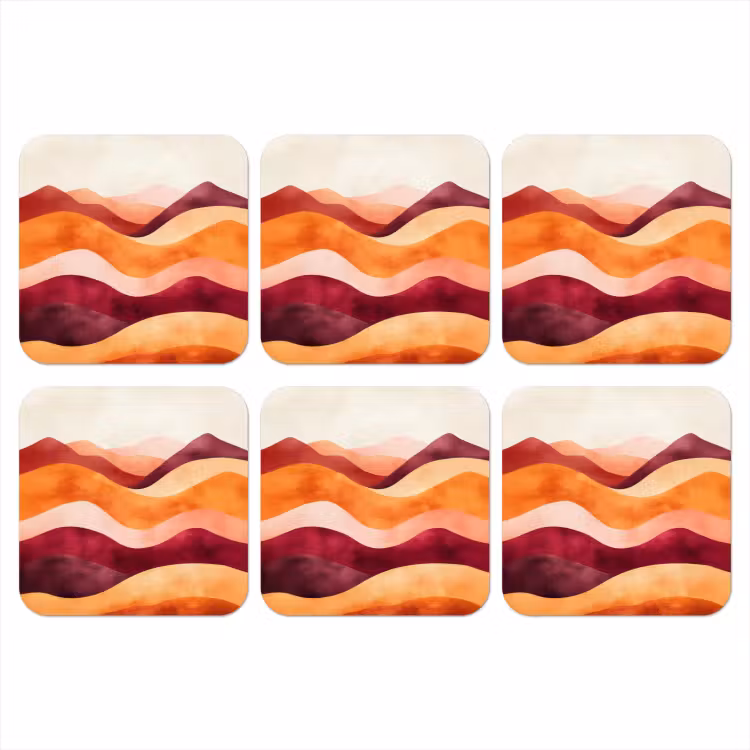 Abstract - Landschap - Golven onderzetter kurk middel -3d