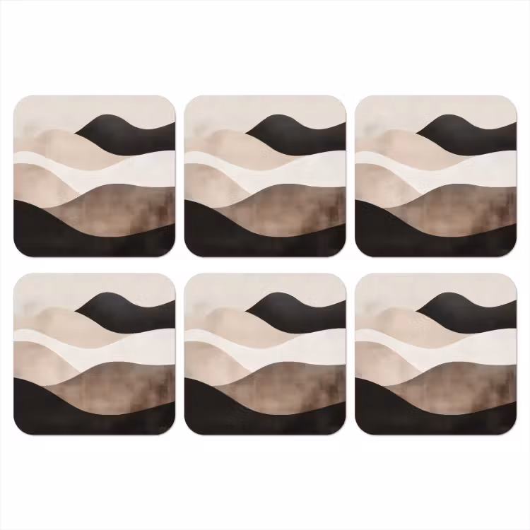 Abstract - Landschap - Golven - Crèmekleur onderzetter kurk middel -3d