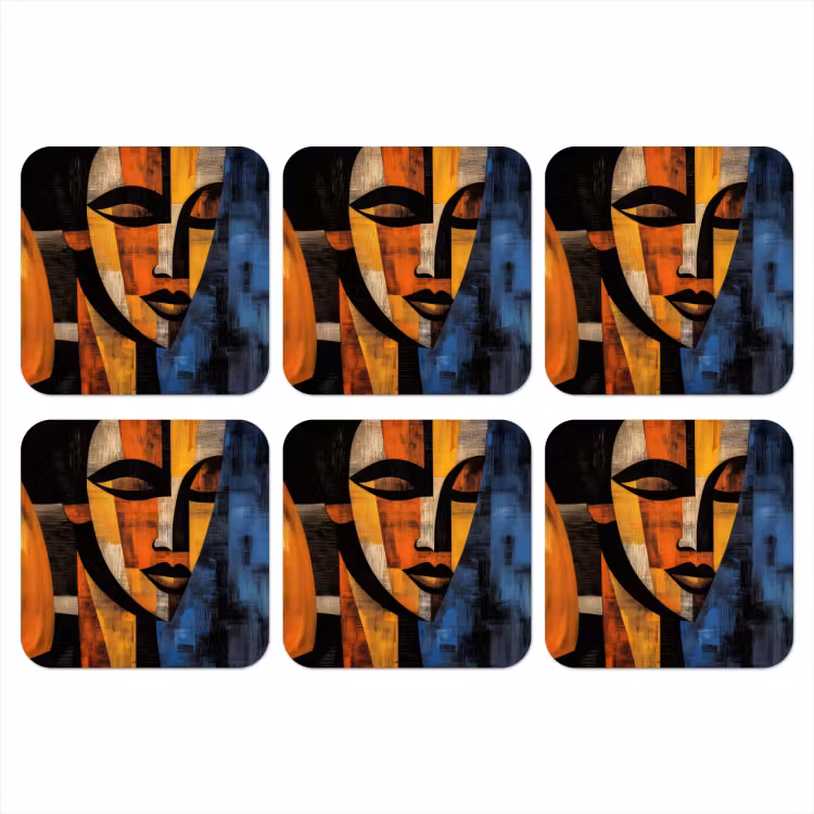 Abstract - Portret - Kleurvakken onderzetter kurk middel -3d
