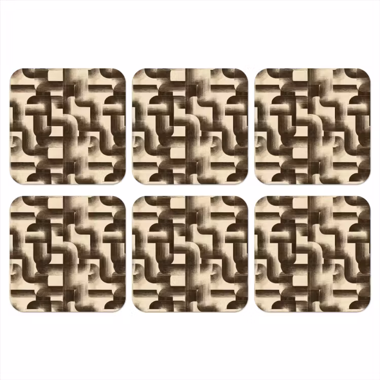 Abstract - Retro - Zwart onderzetter kurk middel 366 -3d