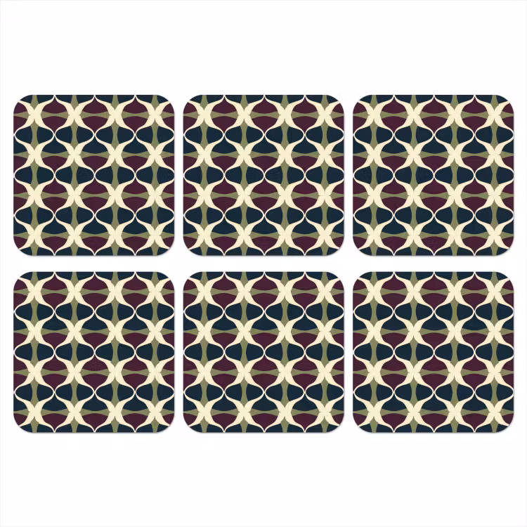 Abstract - Retro - Kleurrijk onderzetter kurk middel 366 -3d