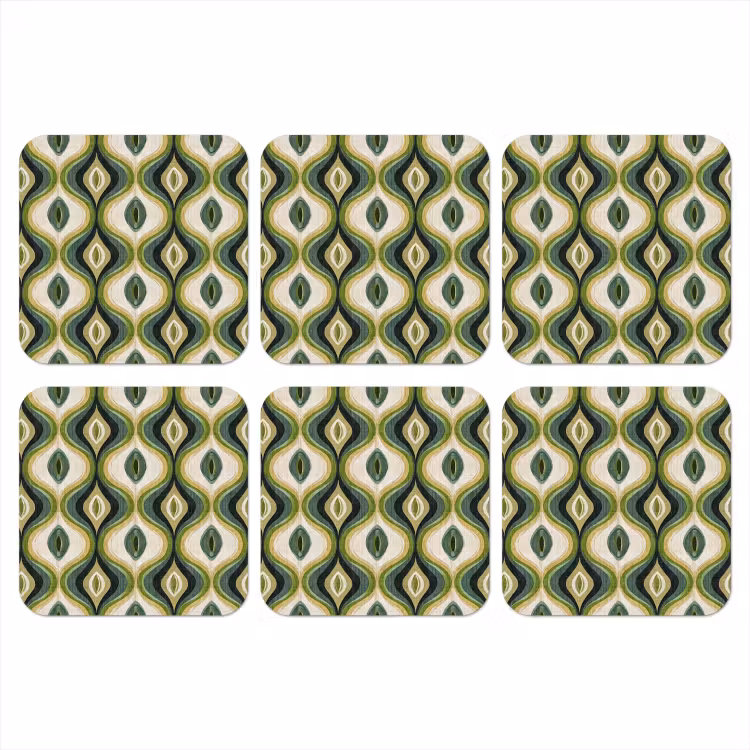 Abstract - Ritmisch - Groen onderzetter kurk middel 366 -3d