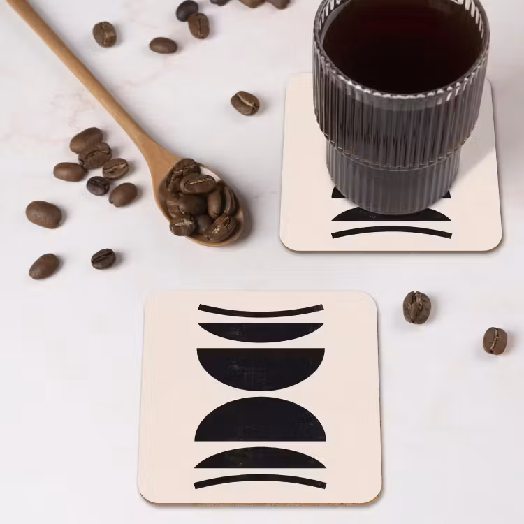 Coaster - Abstract - Shapes - Black - Abstract - Vormen - Zwart onderzetter kurk middel