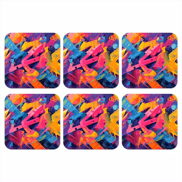 Abstract - Vormen - Kleurrijk onderzetter kurk middel -3d