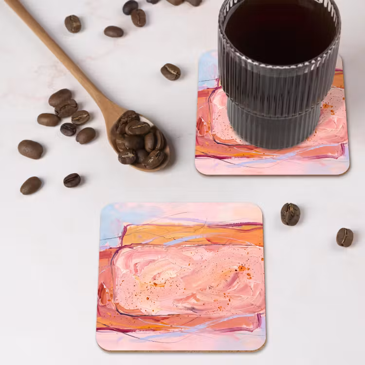 Abstract - Vormen - Modern - Roze onderzetter kurk middel -sfeer2
