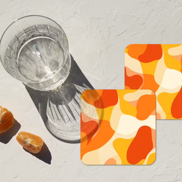 Abstract - Vormen - Oranje onderzetter kurk middel -sfeer4