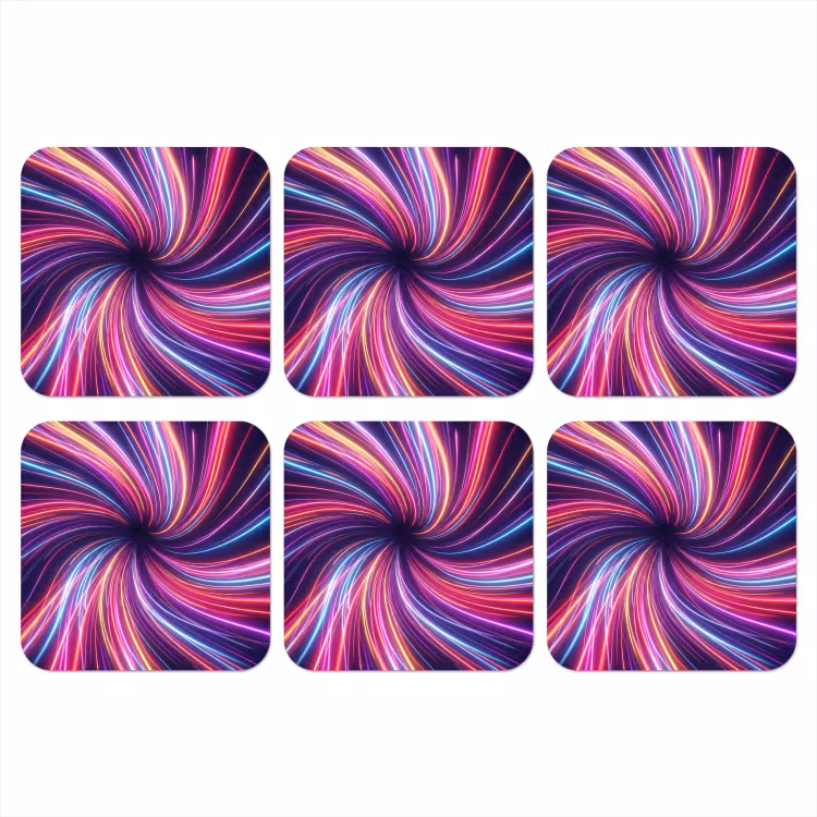 Abstract - Swirl - Futuristic - Neon onderzetter kurk middel -3d