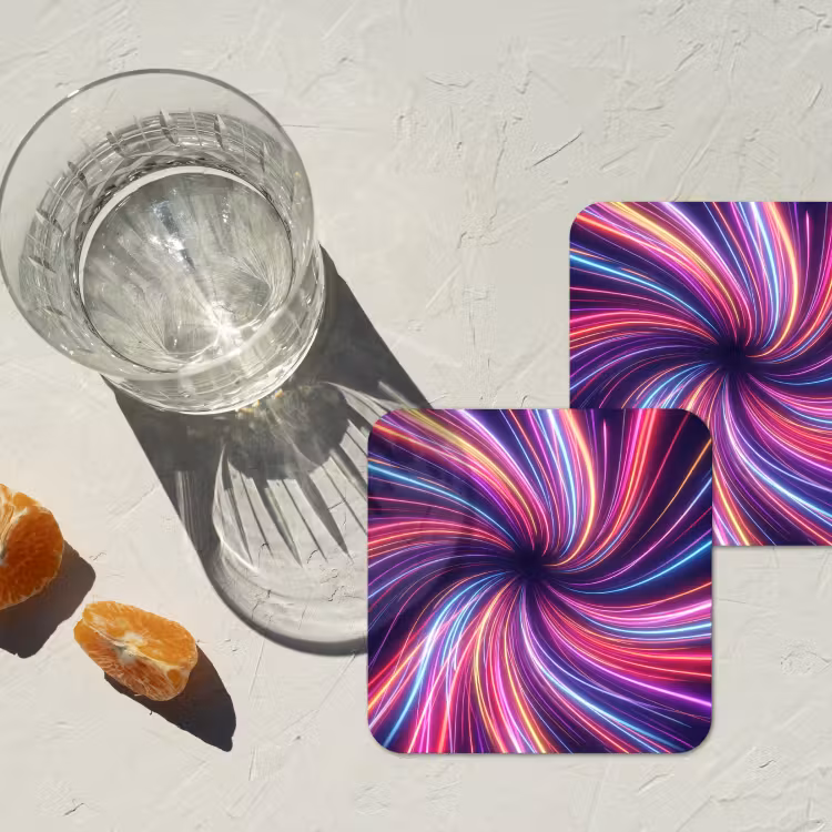 Abstract - Swirl - Futuristic - Neon onderzetter kurk middel -sfeer4