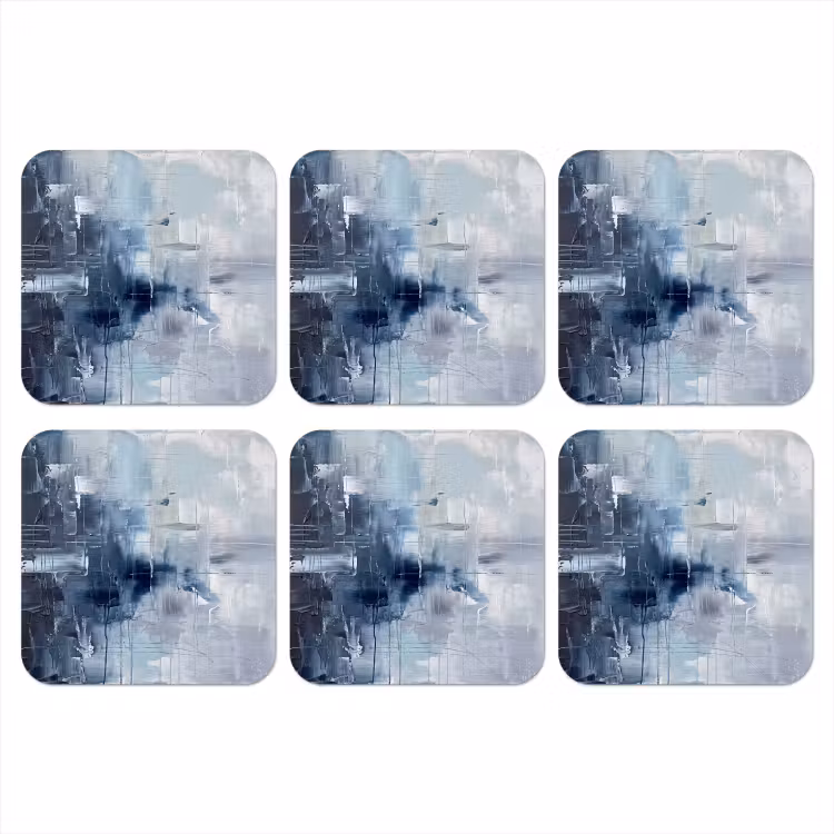 Abstract - Textuur - Kunst - Modern - Blauw onderzetter kurk middel -3d