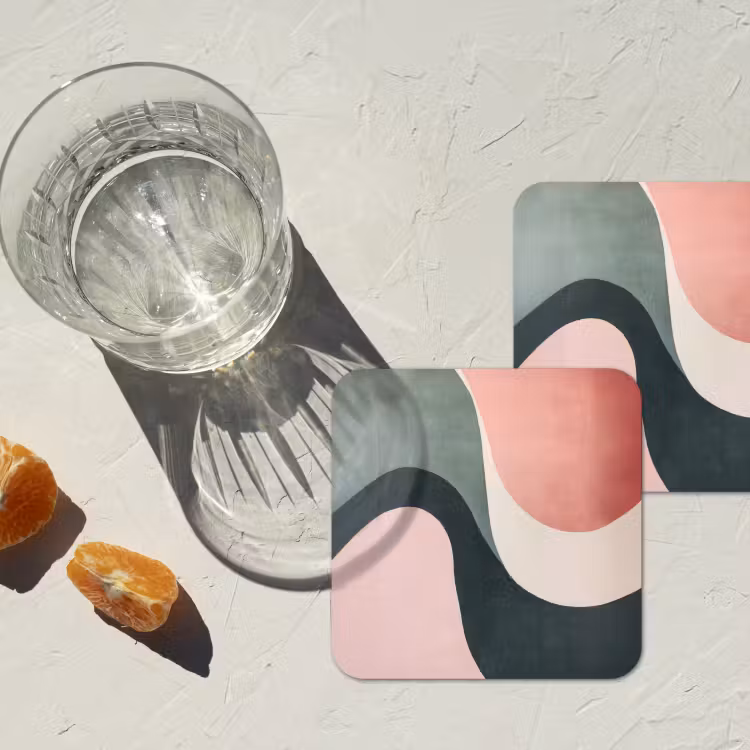 Abstract - Golven - Sierlijk - Roze onderzetter kurk middel -sfeer4