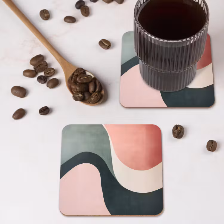 Abstract - Golven - Sierlijk - Roze onderzetter kurk middel -sfeer2