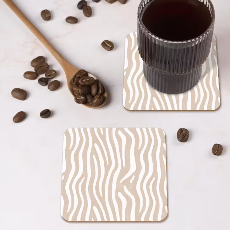 Abstract - Zebra - Beige onderzetter kurk middel 366 -sfeer2