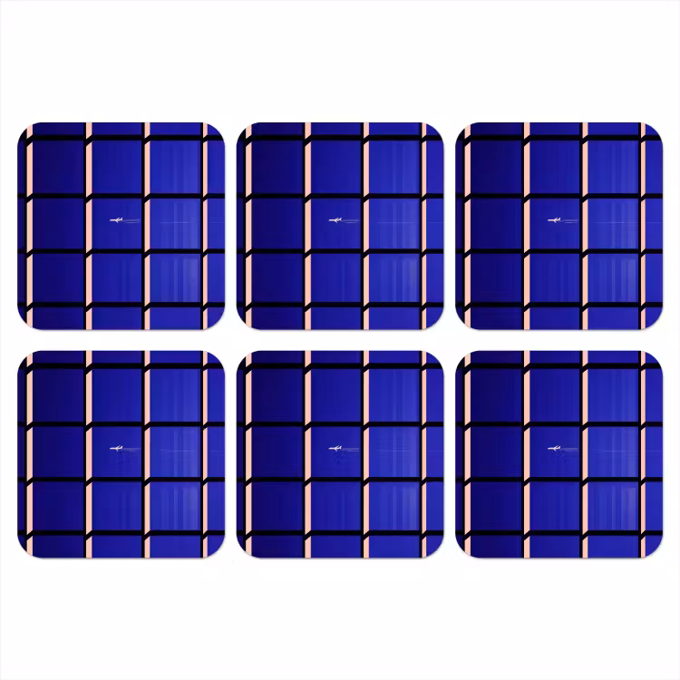 Vliegtuig - Ruiten - Blauw - Rechthoekig onderzetter kurk middel -3d