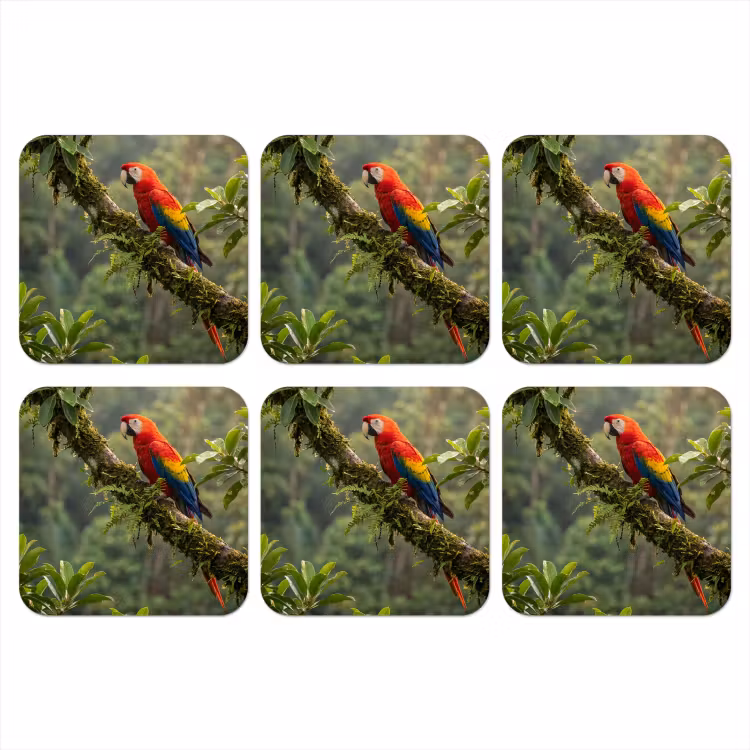 Ara - Jungle - Rood onderzetter kurk middel -3d