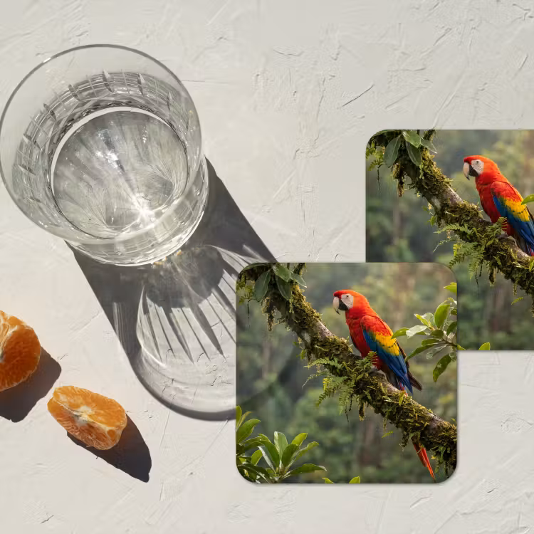 Ara - Jungle - Rood onderzetter kurk middel -sfeer4