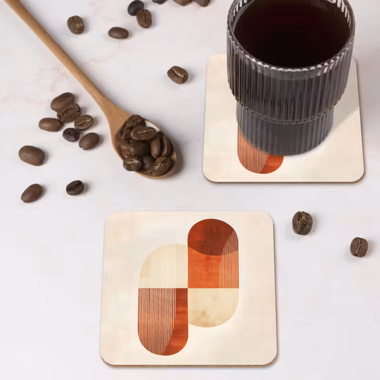 Bogen - Beige - Vormen onderzetter kurk middel -sfeer2